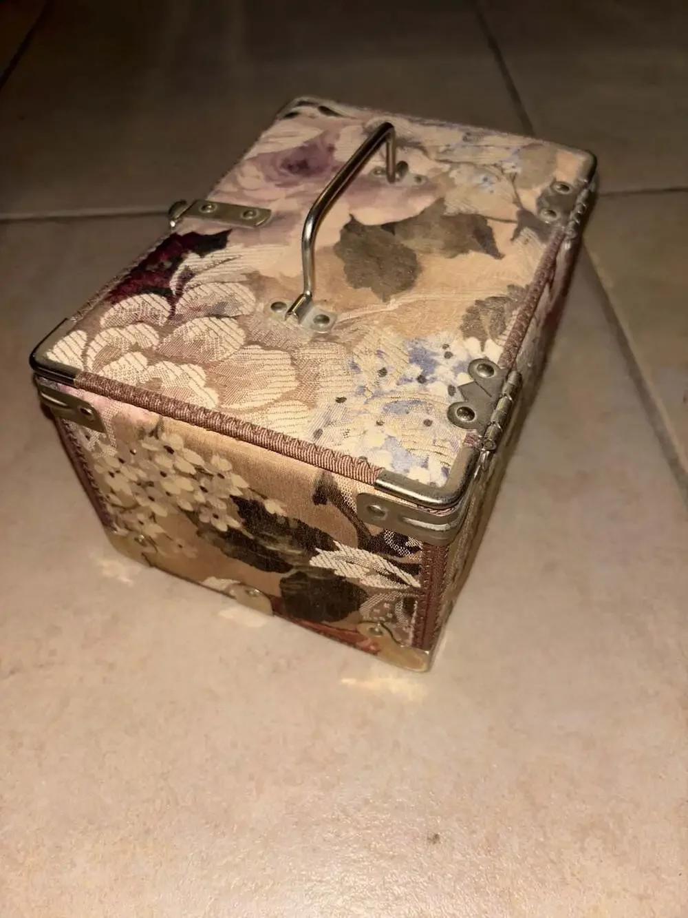 Vintage Floral Vanity Case Floral Storage Decor Jewelry Toiletry Trinket Box